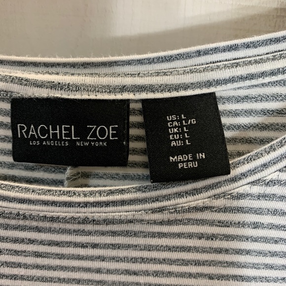 Rachel Zoe Grey White Stripe Dolman Sleeve Top L - Picture 4 of 5